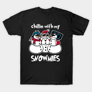 Chiling With My Snowmies Funny Snowmen Christmas Holiday Party Snowmen X-Mas T-Shirt